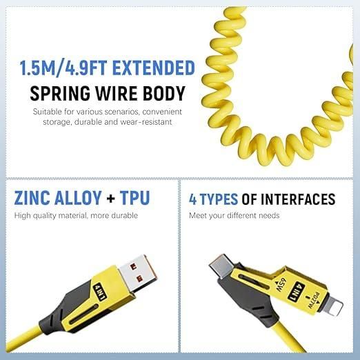 4 in 1 Spring Data/Charging Cable