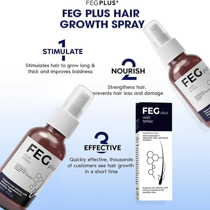 FEGPlus Official 100% Natural Hair Growth Spray - (Buy 1 Get 2 Free🔥)