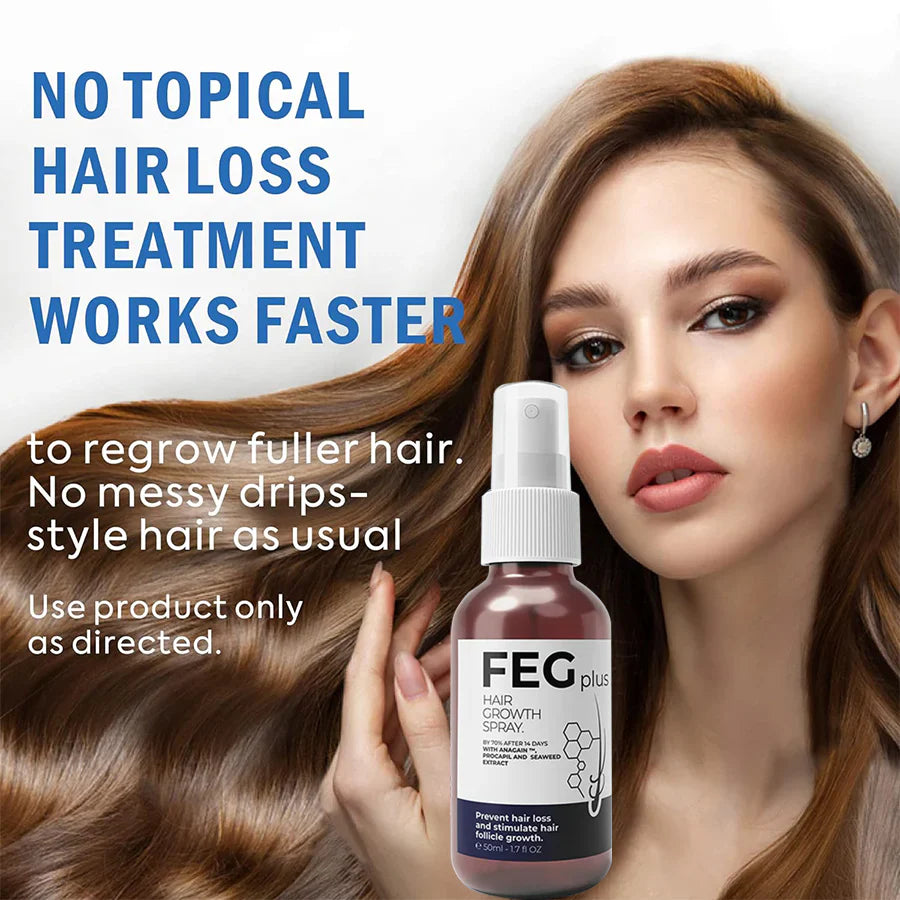 FEGPlus Official 100% Natural Hair Growth Spray - (Buy 1 Get 2 Free🔥)